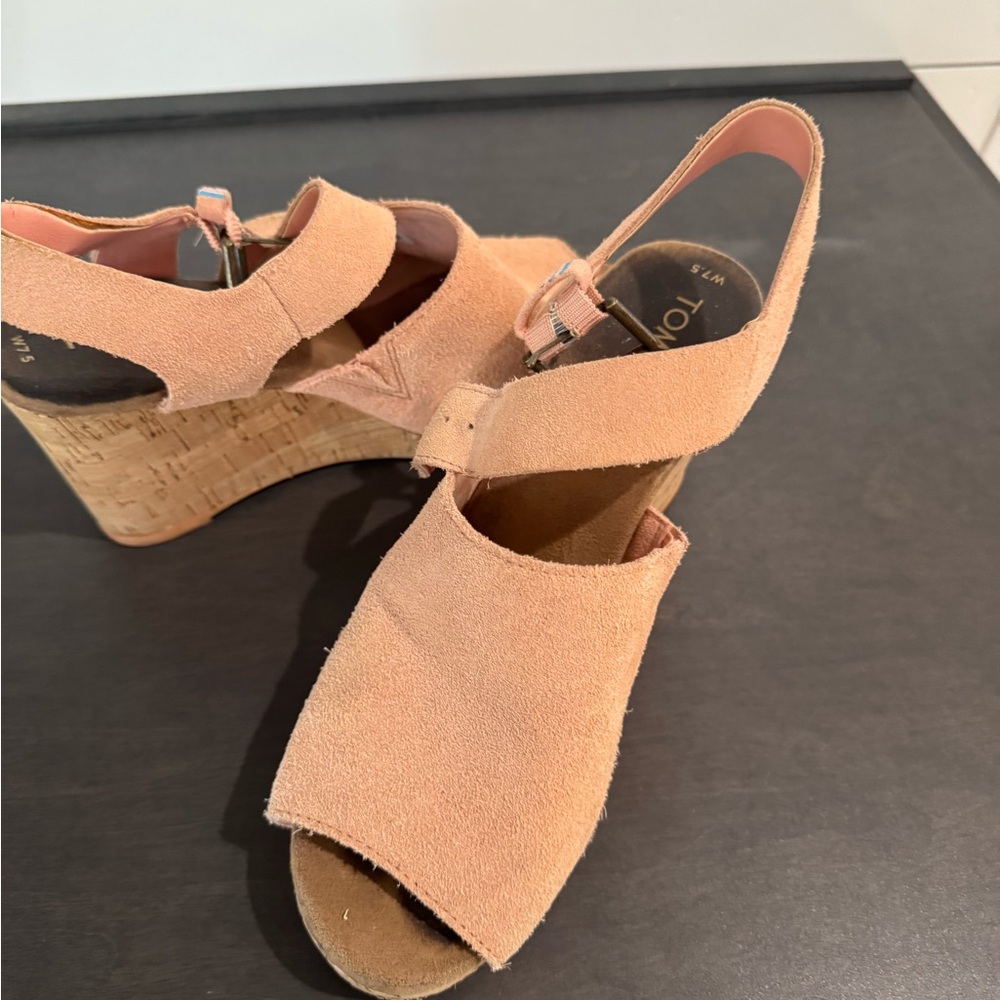 Toms Women's Pink Wedge Sandals